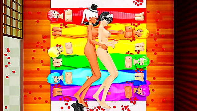 Wrapped in Lesbian Pride: Intense Yuri Bondage Sex in 3D MMD Fantasy