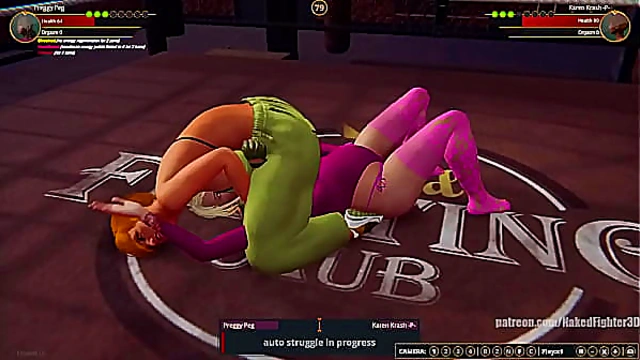 Pregnant Fighter Takes On Karen in Steamy Naked Combat - Hentai Action