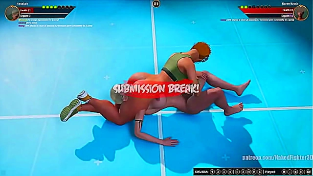 Nezaku Battles Karen in Naked Fighter 3D Arena Showdown