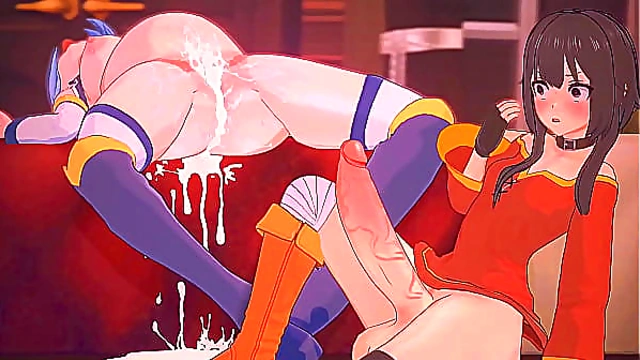 Aqua Takes Wild Ride in Kono Suba Futanari Hentai Adventure