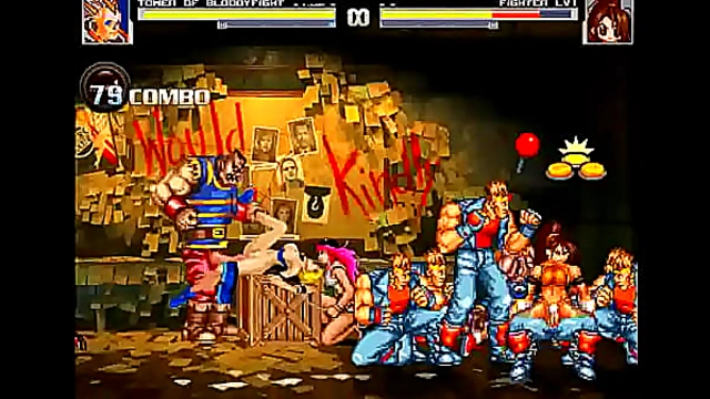 Mugen Hentai Fight Club: Level 1 Warrior Overwhelmed by Cock Army