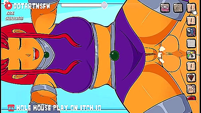 Starfire Takes It All: Busty Teen Gets Stuffed Filled in Animated Action