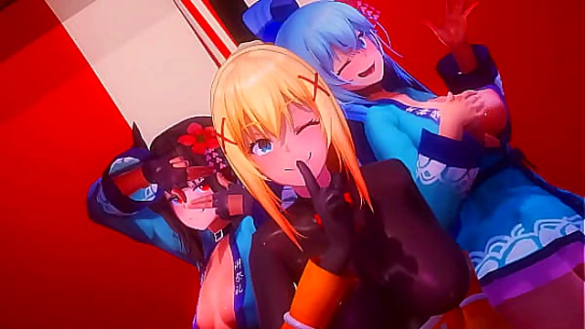 Konosuba Autumn Festival – Busty Waifus Get Wildly Fucked Under Fall Leaves