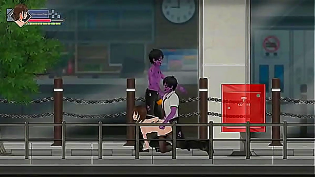 Hot Hentai Game: Female Cop Fucks Undead Zombie Men