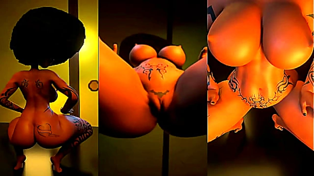 Ebony Anime Goddess with Thick Curves Busty Beauty Takes Center Stage