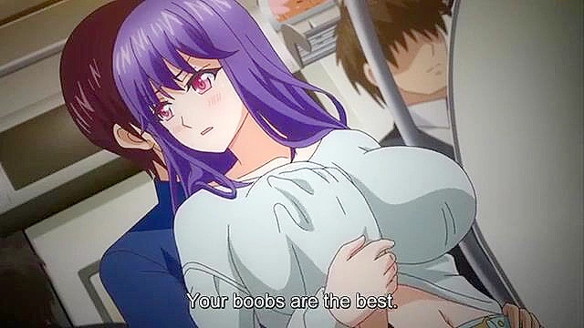 Shy Blue-Haired Hentai StepMom Katsu Finds Pleasure with Son’s Friend in Living Room