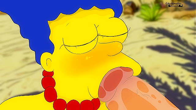 Marge Finds Pleasure with Strangers on Animated Nude Beach Fantasy!