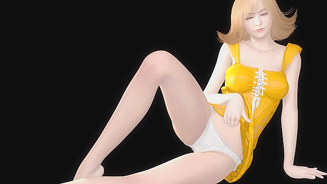 Sensual Virtual Babe Enjoys Naughty Fun with Her Reflection in MILF Fantasy Show