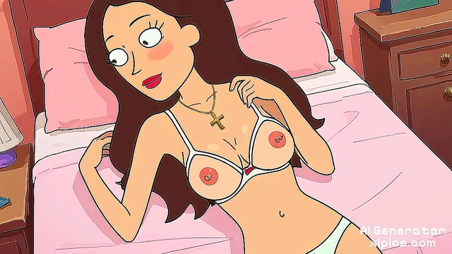 Mature MILF with Massive Breasts Enjoys Intense Doggy Style Sex in Anime Classroom