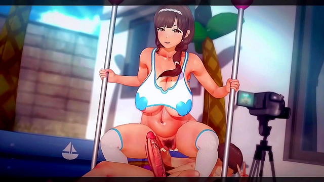 Anime Dancer Grooves to Music Beatz, Enjoying Sensual Hand Job Pleasure